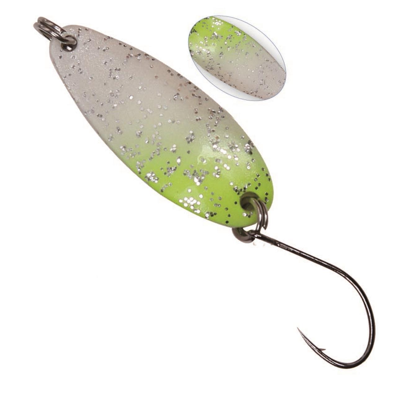 Trout Spoon No.VI Einzelhaken 2,8 cm  2,0g weiss-gelb-glitter