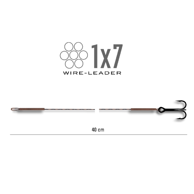 Stahlvorfach mit Drilling 40 cm