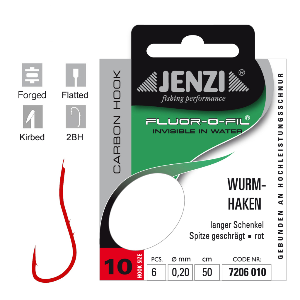 Wurmhaken, Gebunden an Fluor Carbon