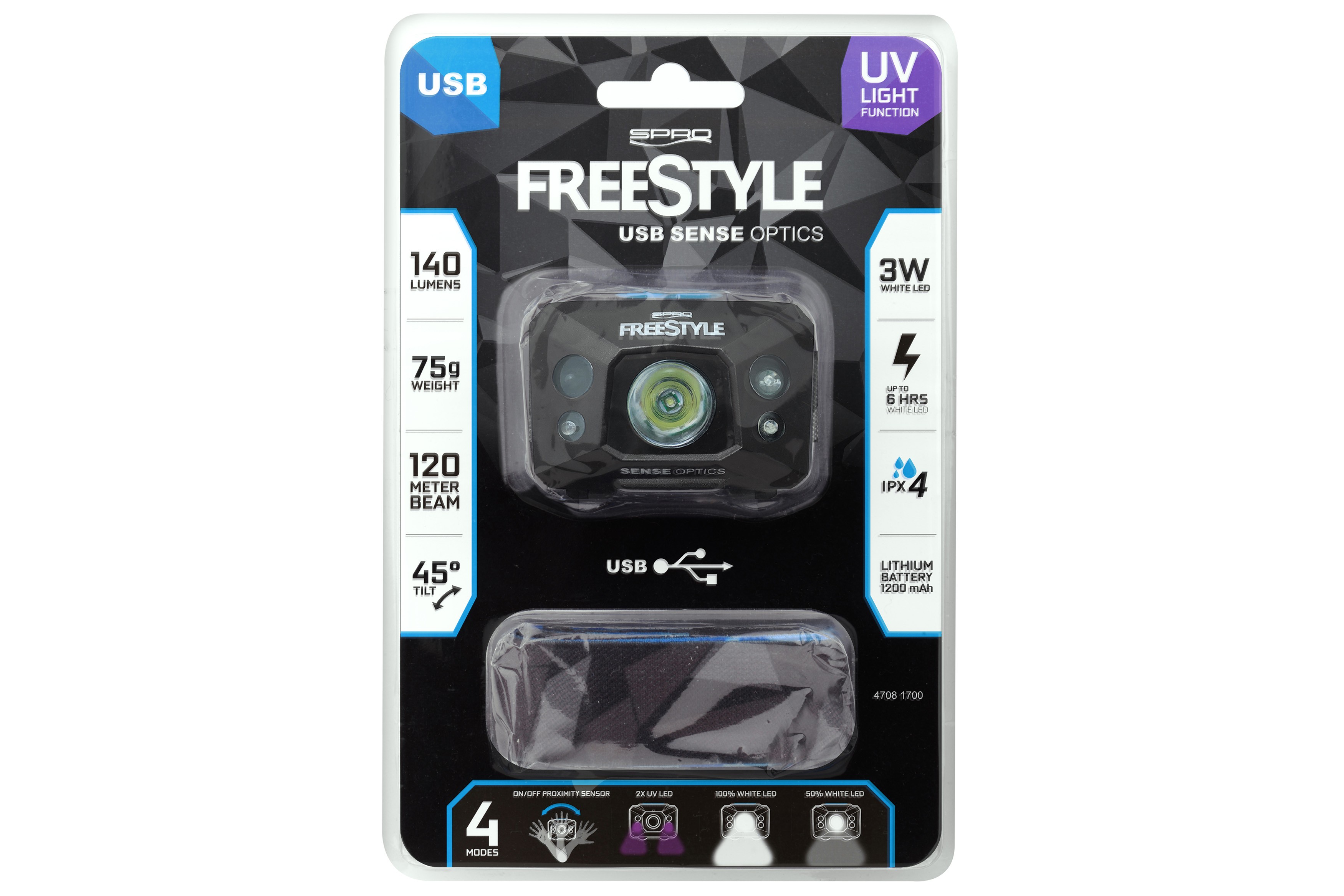 LED Head Lamp FreeStyle USB Sense Optics