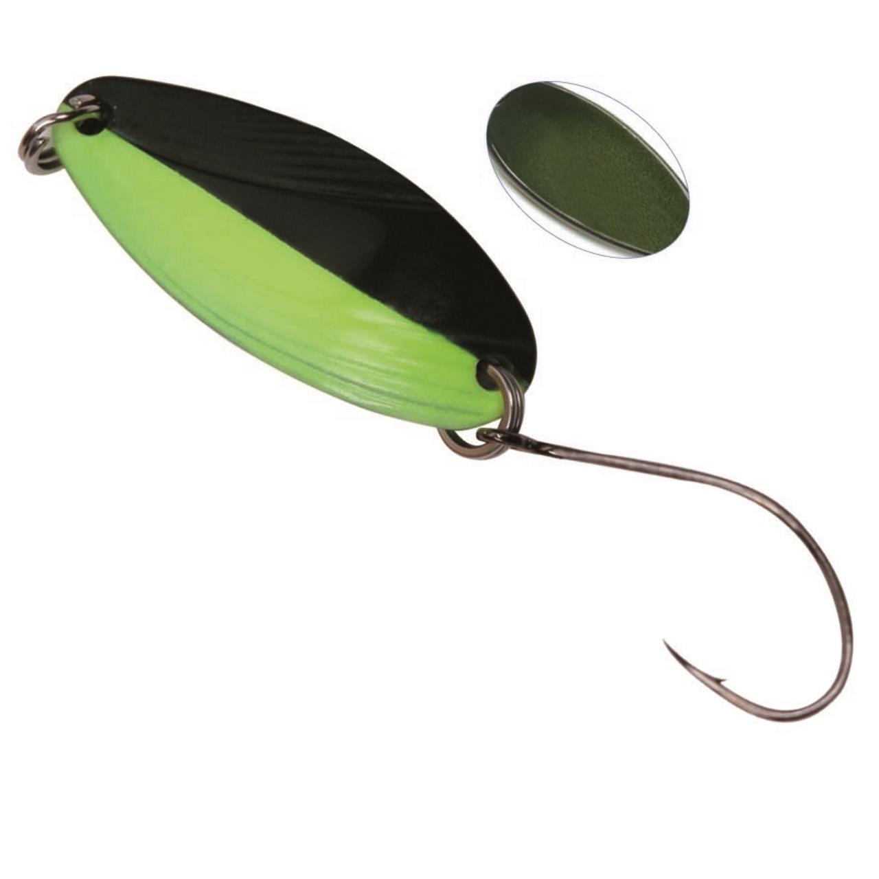 Trout Spoon No.V Einzelhaken 2,8 cm  2,5g dunkelgrün-gelb / dunkelgrün